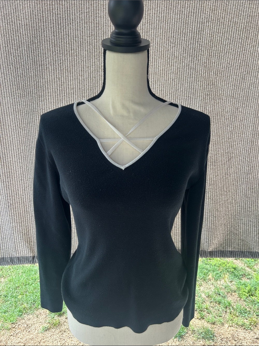 Pierre Cardin Black Top with White Contrast Trim